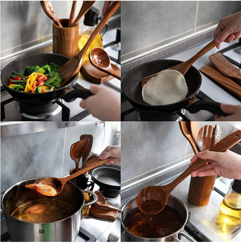 9pc Wooden Cooking Utensils