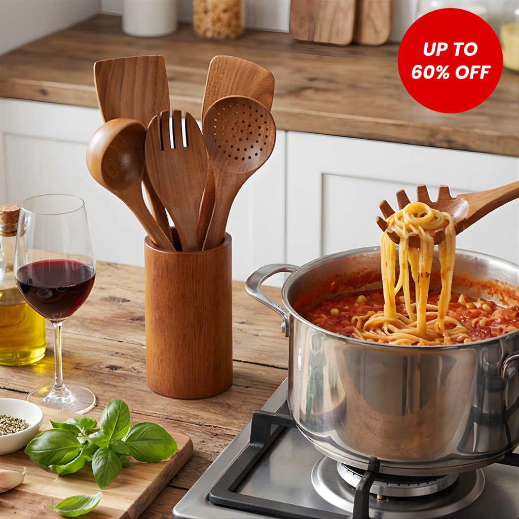 9pc Wooden Cooking Utensils