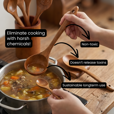 9pc Wooden Cooking Utensils