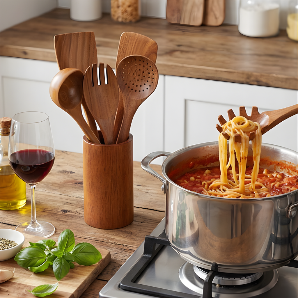 9pc Wooden Cooking Utensils